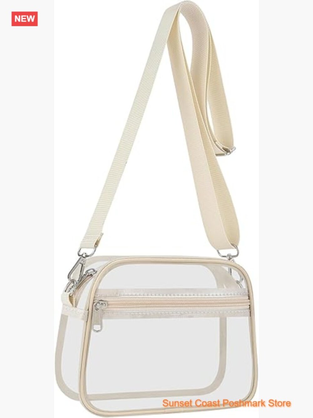 Clear Crossbody Bag for Stadium Events Waterproof PVC Messenger Purse with